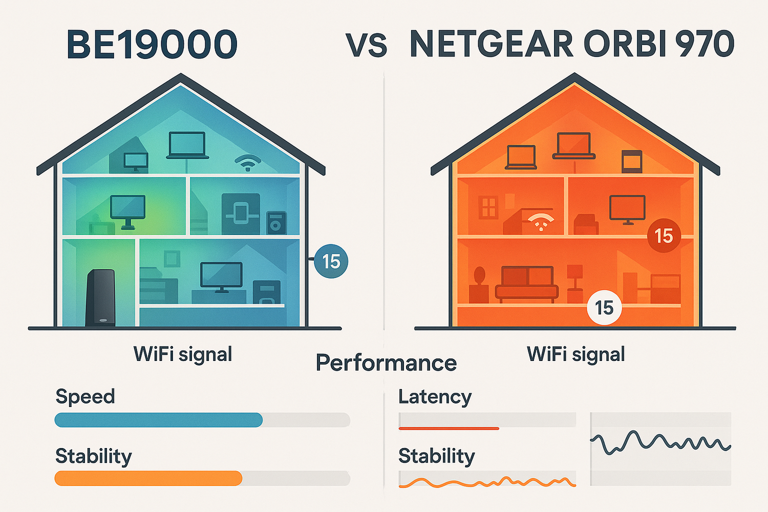 BE19000 vs Netgear Orbi 970: Multi-Floor, High-Density Load Test & Visual Performance Comparison