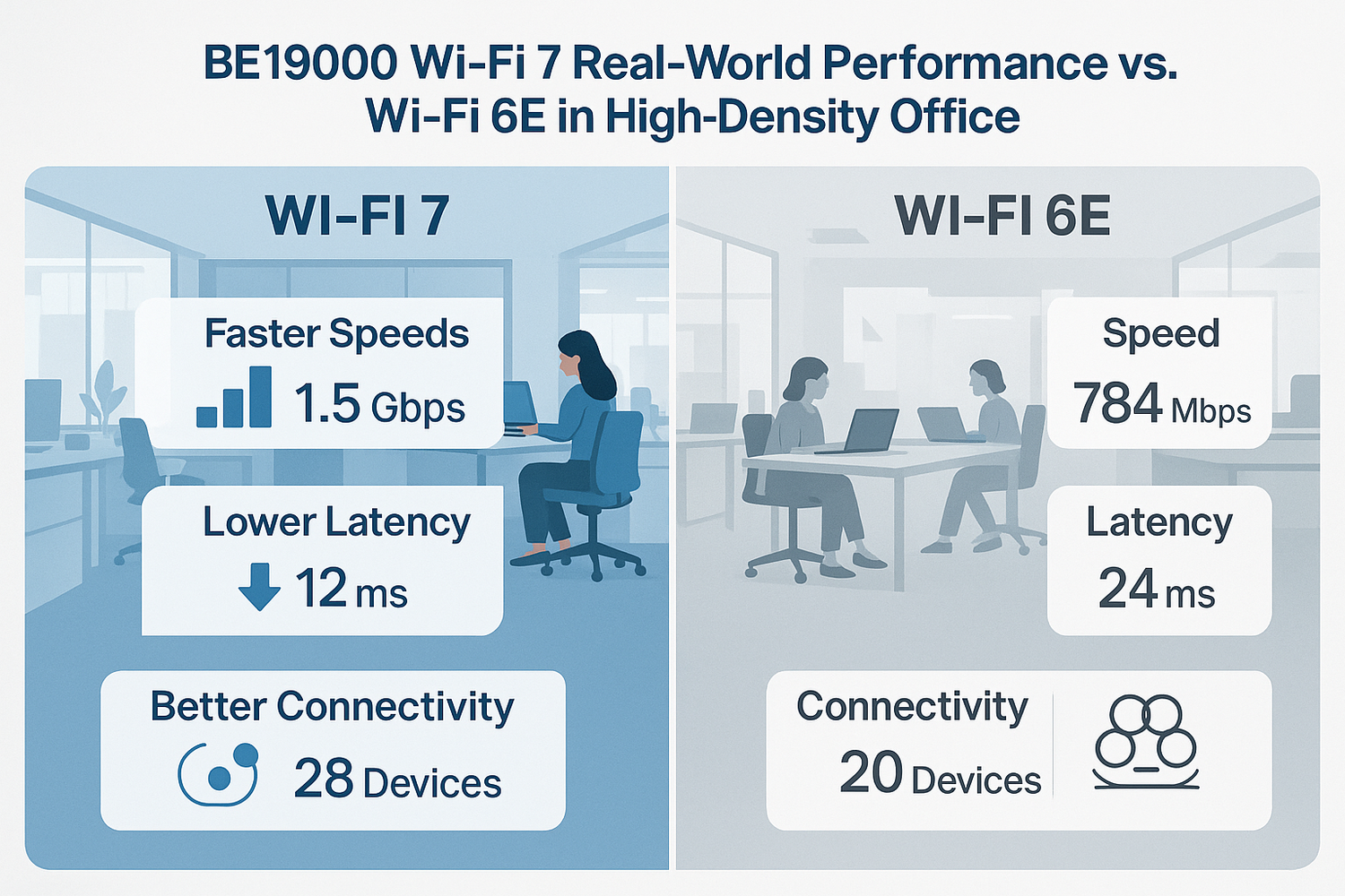 BE19000 Wi-Fi 7 Real-World Performance: High-Density Office Test vs Wi-Fi 6E