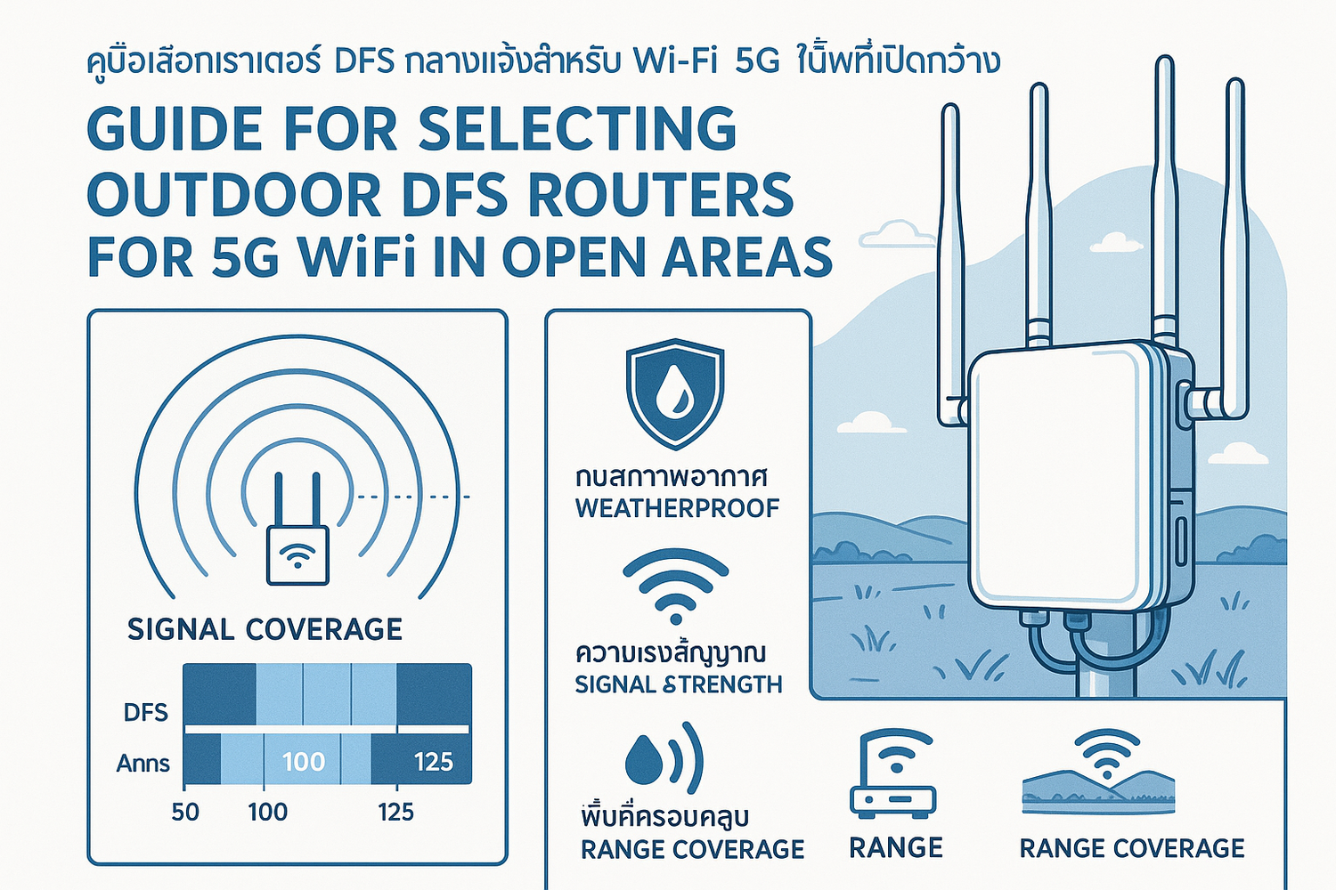 คู่มือเลือกซื้อเราเตอร์ DFS กลางแจ้ง สำหรับ WiFi 5G ในพื้นที่เปิดโล่ง - ZBTWIFI