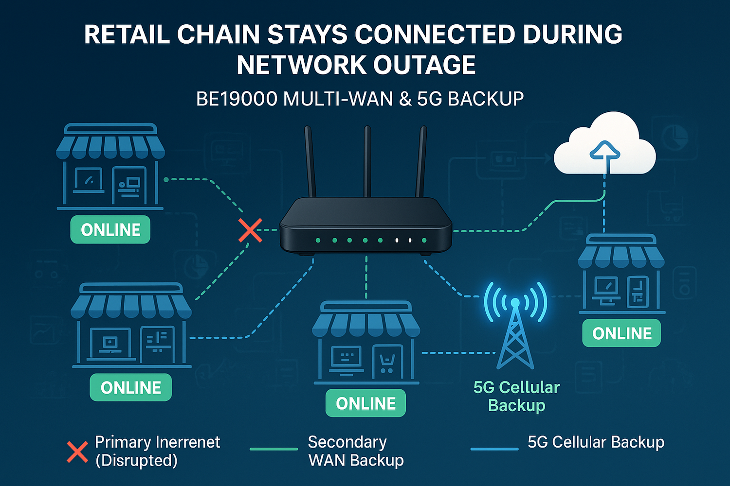 How BE19000 Multi-WAN & 5G Backup Kept a Retail Chain Online During a Critical Outage